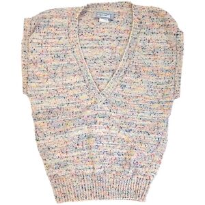 Vintage Rainbow Speckle Knit Cotton Sweater Vest